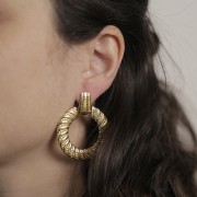 Pendenti rotondi 40 mm - Acciaio inossidabile 304L dorato x2