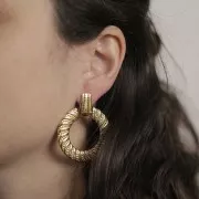 Pendenti rotondi 40 mm - Acciaio inossidabile 304L dorato x2