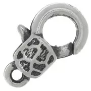 Chiusura moschettone decorata mm. 15 Argentato brunito x1