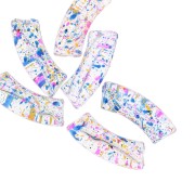 Perline tubolari curve in acrilico trasparente 35x11 mm - Blu screziato - Giallo x6|raw }}