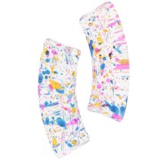 Perline tubolari curve in acrilico trasparente 35x11 mm - Blu screziato - Giallo x6