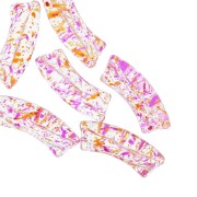 Perline tubolari curve 35x11 mm in acrilico trasparente - Magenta screziato x6