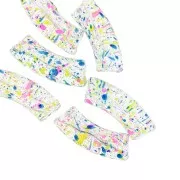 Turchese - Perline tubolari curve in acrilico trasparente 35x11 mm - Turchese screziato x6 Perline tubolari curve in acrilico trasparente 35x11 mm - Turchese screziato x6