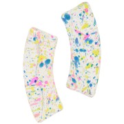 Perline tubolari curve in acrilico trasparente 35x11 mm - Turchese screziato x6