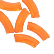 Perline tubolari curve 35x11 mm in acrilico trasparente - Arancione marmorizzato x6