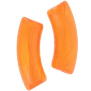 Perline tubolari curve 35x11 mm in acrilico trasparente - Arancione marmorizzato x6
