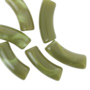 Perline tubolari curve in acrilico trasparente 35x11 mm - Avocado Marble x6