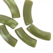 Perline tubolari curve in acrilico trasparente 35x11 mm - Avocado Marble x6