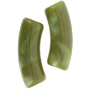 Perline tubolari curve in acrilico trasparente 35x11 mm - Avocado Marble x6
