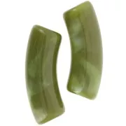 Perline tubolari curve in acrilico trasparente 35x11 mm - Avocado Marble x6