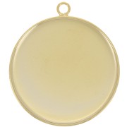 Pendente per cabochon a base piatta 30 mm - Dorato in oro fino x1