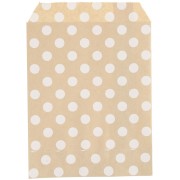 Pochette di carta kraft 17x13 cm - Motivo a pois - Marrone - Bianco x25