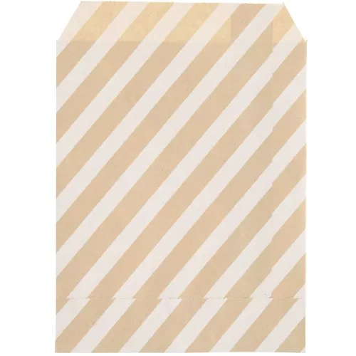 Pochette in carta kraft 17x13 cm - a righe - Marrone - Bianco x25
