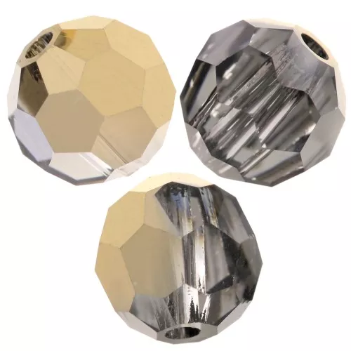 Perline sfaccettate rotonde Preciosa - Round Bead 6 mm - Crystal Aurum Half x6