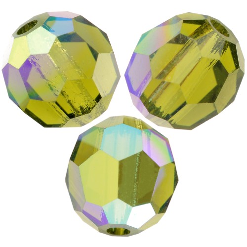 Perline sfaccettate rotonde Preciosa -Round Bead 5 mm - Olivine AB x15