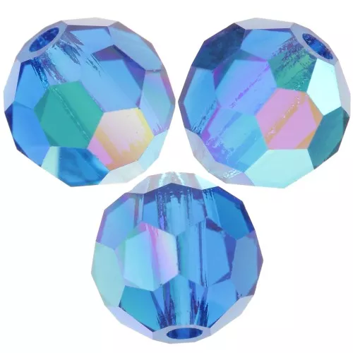 Perline sfaccettate rotonde Preciosa -Round Bead 5 mm - Capri Blue AB x15