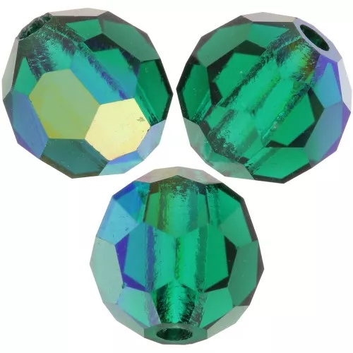 Perline sfaccettate rotonde Preciosa -Round Bead 5 mm - Emerald AB x15