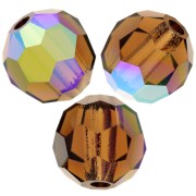 Perline sfaccettate rotonde Preciosa -Round Bead 5 mm - Smoked Topaz AB x15