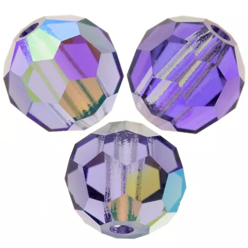 Perline sfaccettate rotonde Preciosa -Round Bead 5 mm - Tanzanite AB x15
