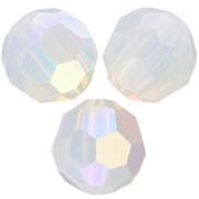 Perline sfaccettate rotonde Preciosa -Round Bead 5 mm - White Opal AB x15