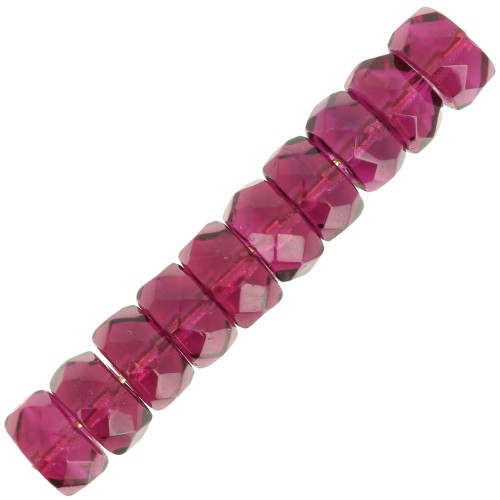 Perle rondelle sfaccettate Heishi 6x3 mm - Fucsia x25