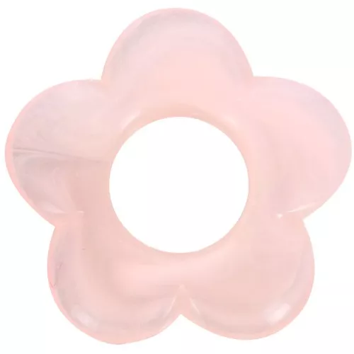 Pendente fiore in resina traslucida da 21 mm - Rosa chiaro marmorizzato x1