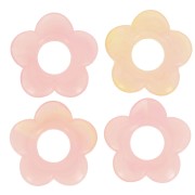 Pendente fiore in resina traslucida da 21 mm - Rosa chiaro marmorizzato x1