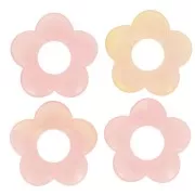 Pendente fiore in resina traslucida da 21 mm - Rosa chiaro marmorizzato x1