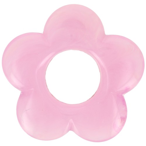 Pendente a fiore in resina traslucida da 21 mm - Rosa marmorizzata dragée x1