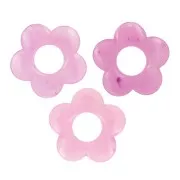 Pendente a fiore in resina traslucida da 21 mm - Rosa marmorizzata dragée x1