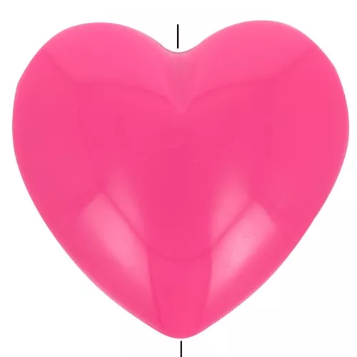 Perlina cuore in resina opaca 26x27 mm - Rosa fucsia x1