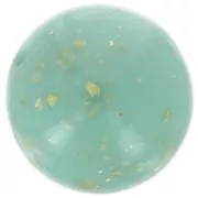 Perle di resina opaca 16 mm - Verde acqua - Oro screziato x4