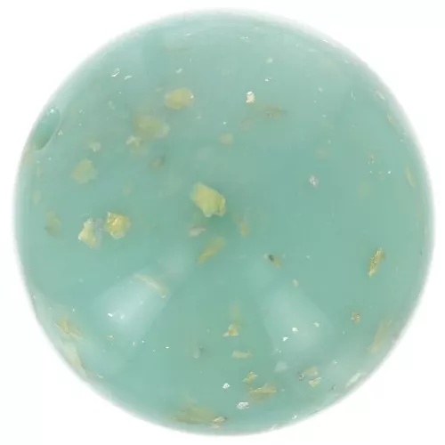 Perle di resina opaca 16 mm - Verde acqua - Oro screziato x4