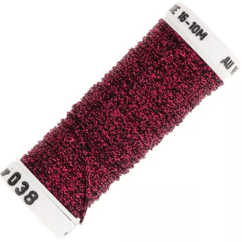 Filo da ricamo metallico intrecciato 16 Silkworm per ricamo rosso nero (038) x10m