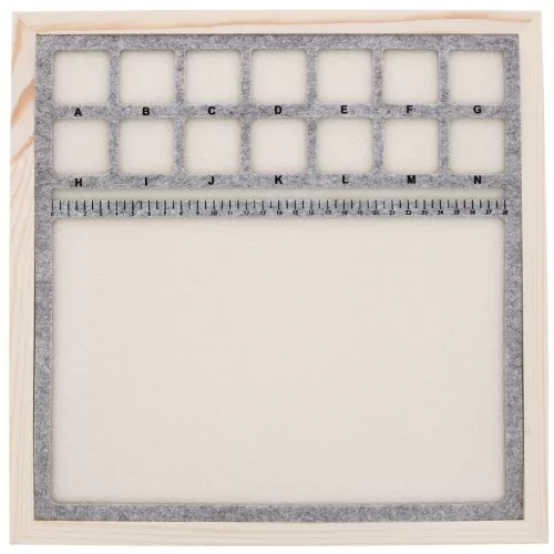 Tappetino per perline su base di legno 33x33 cm con 14 quadrati - Grigio - Beige x1