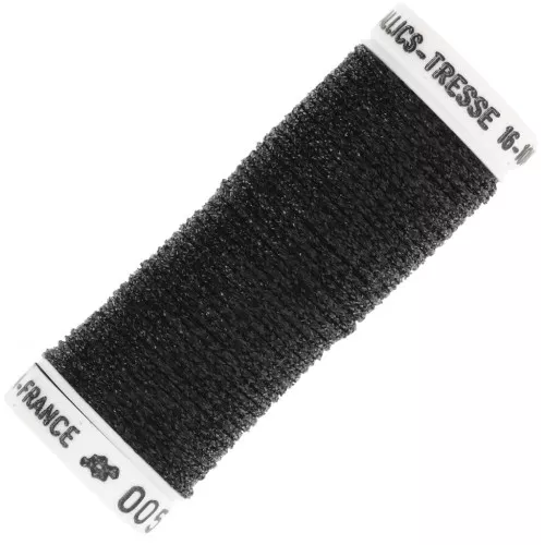 Filo da ricamo metallico intrecciato 16 Au silkworm per ricamo - Nero (005) x10m