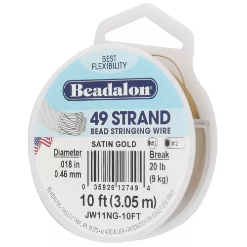 Cavetto 49 fili 0,46 mm - Beadalon - Acciaio inossidabile - Oro satinato x3.05m