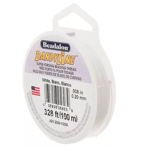 Filo di nylon intrecciato Dandyline 0,20 mm - Bianco x100m