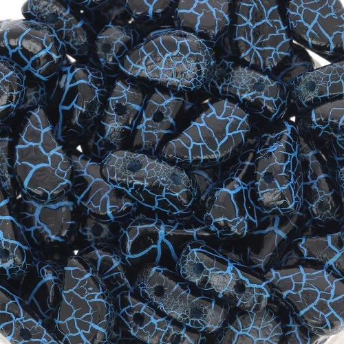 Perline in vetro 2 fori Paisley Duo 9x5.5 mm - Ionic Jet - Blue x10g