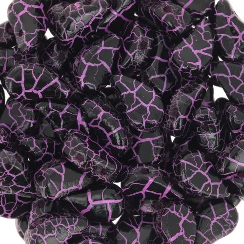 Perline in vetro 2 fori Paisley Duo 9x5.5 mm - Ionic Jet - Pink x10g