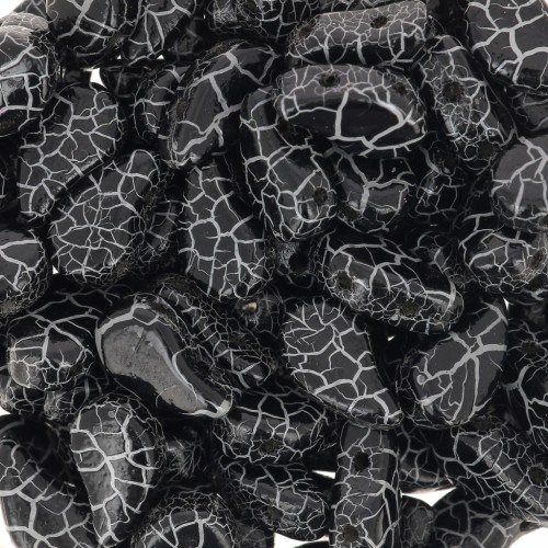 Perline in vetro 2 fori Paisley Duo 9x5.5 mm - Ionic Jet - White x10g