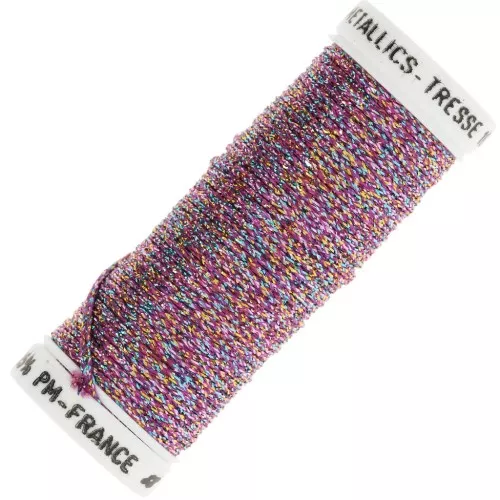 Filo da ricamo metallico intrecciato 16 Au ver à soie - Fucsia Turchese (042) x10m