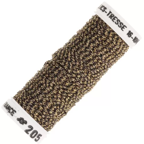 Filo da ricamo metallico intrecciato 16 Silkworm per ricamo Golden Brown (205) x10m