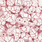 Perline in vetro 2 fori Paisley Duo 9x5.5 mm - Ionic White - Red x10g