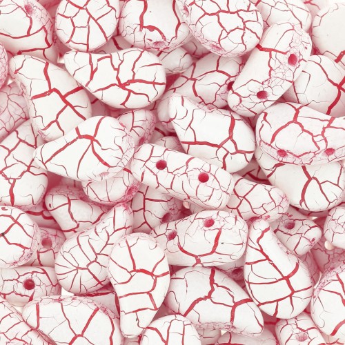 Perline in vetro 2 fori Paisley Duo 9x5.5 mm - Ionic White - Red x10g