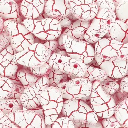 Perline in vetro 2 fori Paisley Duo 9x5.5 mm - Ionic White - Red x10g