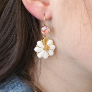 Perline in vetro 2 fori Paisley Duo 9x5.5 mm - Ionic White - Red x10g