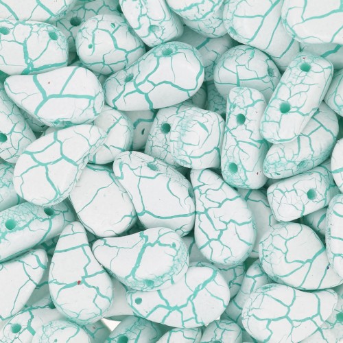 Perline in vetro 2 fori Paisley Duo 9x5.5 mm - Ionic White - Green x10g