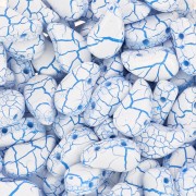 Perline in vetro 2 fori Paisley Duo 9x5.5 mm - Ionic White - Blue x10g