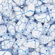 Perline in vetro 2 fori Paisley Duo 9x5.5 mm - Ionic White - Blue x10g